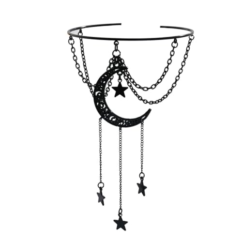 CJIAYUJEW Gothic Arm Cuff Punk Cross Cuff Bracelets Black Crystal Pendant Chain Multi-layer Open Arm Bracelet Summer Jewelry for Women - color: BlackB
