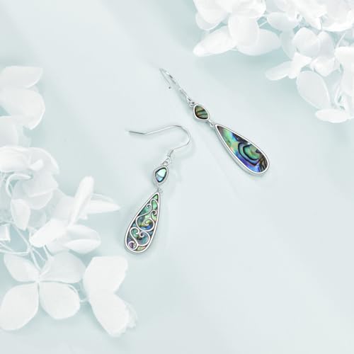 TIGER RIDER Abalone Shell 925 Sterling Silver Dangle Earrings Lightweight Filigree Dangle Drop Earrings for Women - style: Filigree
