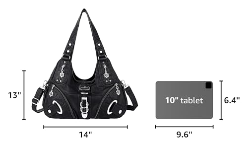 Angelkiss Hobo Purses and handbags for Women Satchel Handbag Women Purses Large Daily Shoulder Bags | Purses - color: Black