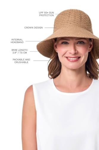 Women's Cloche Hat - UPF 50+ Sun Protection - Marina - color: Tan