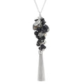 Noessla Boho Long Pendant Necklaces for Women Silver Tassel Long Necklace Sweater Chain Mothers Day Gifts Silver Costume Jewelry for Women - color: Black