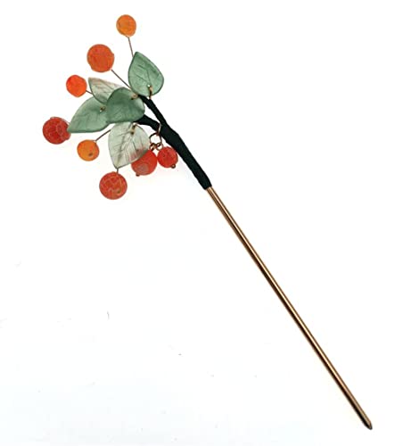 Orange Agate Hairpin Hair Stick Kanzashi for Kimono Hanfu Bride Ancient Costume Hair Accessories Cosplay Gift