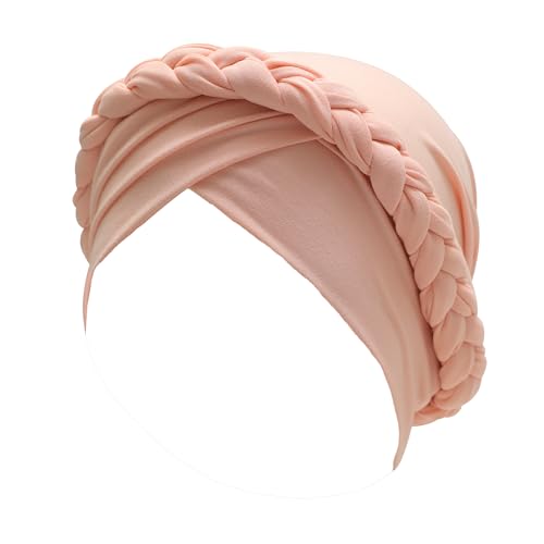 ZLYC Chemo Headwear for Women Pre Tied Turban Headwear Lightweight Beanie Hat - color: Braid Light Pink