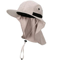Tirrinia Wide Brim Sun Hat with Neck Flap for Men & Women, Breathable Hiking Fishing Safari Hat, Outdoor UV Protection Cap - color: # Khaki