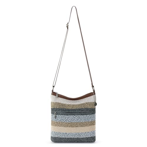 The Sak Lucia Crossbody Bag in Crochet, Convertible Purse with Adjustable Shoulder Strap - color: Desert Stripe