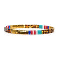 Sonateomber Tila Flat Beaded Stretch Bracelets for Women, Trendy Unique Colorful Square Beads Handmade Stack Bracelet Friendship Accessories Fashion Jewelry Gift - color: Gold