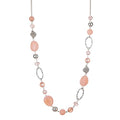 BULINLIN Beaded Long Necklace for Women Silver Sweater Chain Necklace with Crystal Resin Beads, Fashion Jewelry Necklace - color: Pink