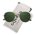 GQUEEN Retro Round Polarized Sunglasses Womens Men Spring Hinge Metal Frame Trendy Hippie Oval Sun Glasses Shades UV400 - color: 1 Gold Frame/Green Lens