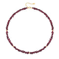 Aobei Pearl Gemstone Beaded Choker Necklace for Women Boho Turquoise/Cultured Freshwater Pearls/Garnet/Amazonite Jewelry - color: C Dark-red Garnet