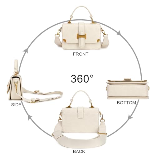 LL LOPPOP Women's Small Classy Crossbody Purse Top Handle Handbags Leather Satchel Bags for Women - color: A-beige(2035)