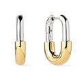 Ana Luisa Rectangle Hoop Earrings - Sterling Silver Base With 14K Gold & Silver Rhodium Plating - Chic, Dainty Mixed Metal Huggie Hoops - Hypoallergenic, Tarnish-Free, and Water-Resistant Hoops - color: Two Tone