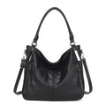 Shoulder Handbags for Women Large Soft Casual PU Leather Hobo Tote Purses - color: B-black