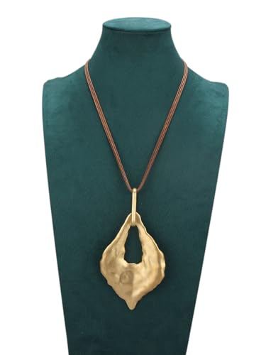 Leather Necklace for Women Large Pendant Hippie Choker Necklace Vintage Sweater Necklace Chunky Boho Necklaces for Women - style: Boho Jewelry Long Necklace