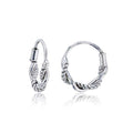 DECADENCE Sterling Silver Polished Endless Textured Roped Hoop Earrings for Women | 1.75mm Round Hoop Earrings | Secure Cartilage Tube Closure | 14k Shiny Classic Earrings
