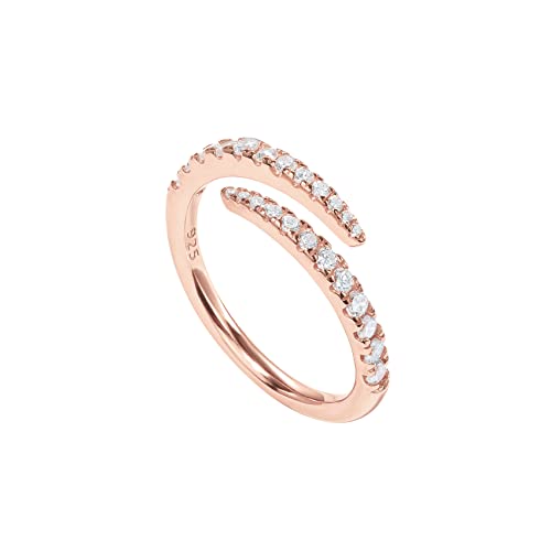 PAVOI 14K Gold Plated Cubic Zirconia Open Twist Eternity Band for Women - color: Rose Gold, size: 6