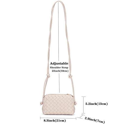 ZEDIUH Woven Bag for Women Crossbody Shoulderbag, Small Vegan Leather Purse - color: Beige