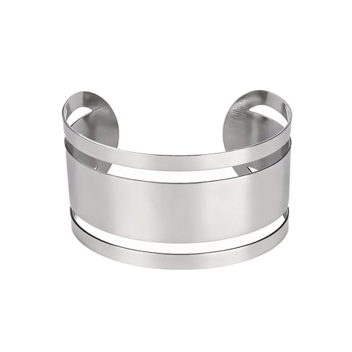 Upper Arm Cuff for Women, Simple Sexy Harness Armlet Bracelet with Crystal Adjustable Upper Arm Chain Bangle Arm Band for Women - color: Silver Stripe Band