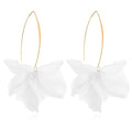 Exaggerated Bohemian Resin Rose Flower Petal Dangle Drop Earrings Long Acrylic Tiered Floral Tassel Earring for Women - color: White