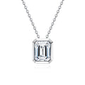 Moissanite 0.5-3ct Necklaces 18K White Gold Plated 925 Sterling Silver Bezel Set Round Cut D Color VVS1 Lab Created Diamond Solitaire Pendant Necklace for Women Men GRA Certified - style: Bezel Set Emerald Cut