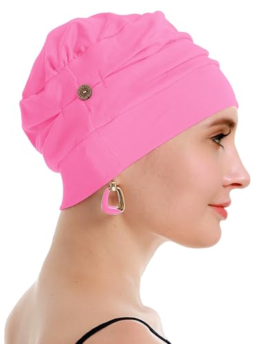 osvyo Cotton Chemo Turbans for Women Cancer Hairloss hat - Cotton Lightweight Headwear Sealed Packaging - color: Cotton Fuscia Pink