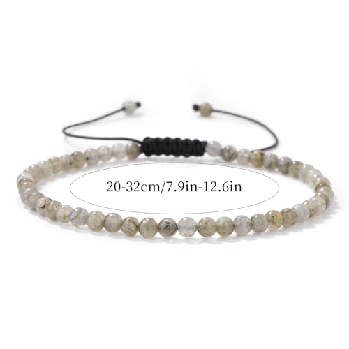 Lit Wall Crystal Anklets for Women Handmade Beach Boho Ankle Bracelet 4mm Adjustable Beaded Ankle Bracelet Waterproof Natural Stone Anklet Plus Size Anklets Gemstone Anklet Jewelry Gift for Her - style: Labradorite