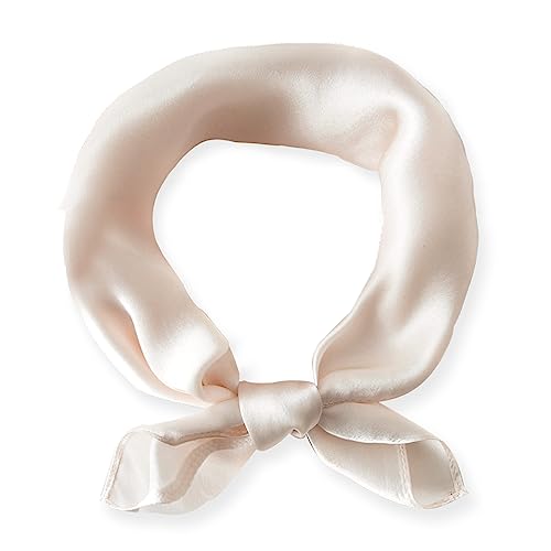 Ciormis 100% Mulberry Silk Scarf-Women's 21''/27''Square Silk Hair Head Scarf Neckerchief with Gift Packaged - color: 21''x 21''-style 06-champagne