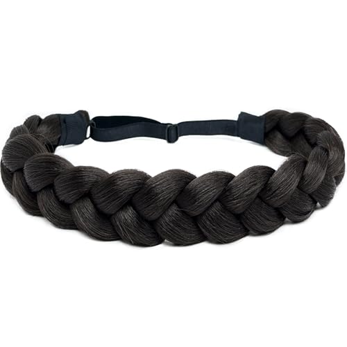 Braided Headbands for Women Black Synthetic Hair Head Bands Handmade Braid Hairband Hair Accessories Elastic Stretch Headwrap Braided Hair Band - color: 2#-Black