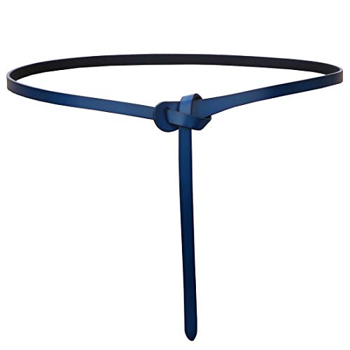 shengweiao Women's Adjustable Leather Belts Fashion Skinny Waist Strap - color: Blue, size: Medium