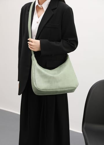Hobo Bags for Women Foldable Vegan Leather Shoulder Handbag Slouchy Tote Crossbody Purses - color: Green