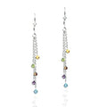 14K White Gold Chandelier Earrings With Colorful Semiprecious Gemstones