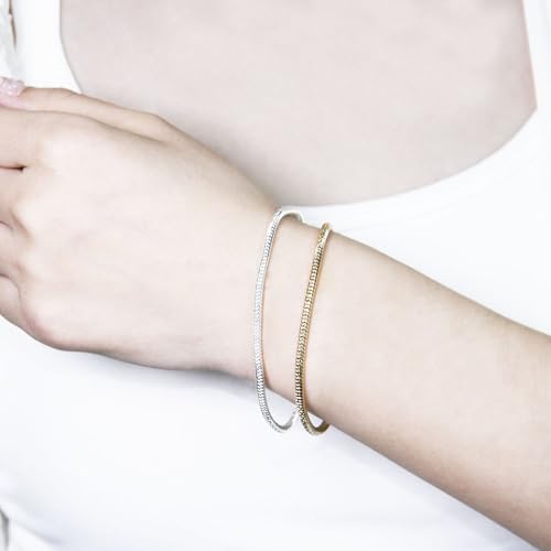 Exway 10 Pcs Snake Charm Bracelet Chain 7.0 Inch Gold and Silver Charm Bracelet Kit Snake Chain Bracelets Chain for Christmas DIY Women Jewelry Making Gifts - color: gold+silver, size: 7.0in