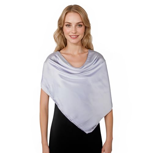 RIIQIICHY 35 Inch Head Scarf for Women Hair Scarf Like Silk Scarf Square Scarf Bandanas for Women - color: Blue-grey