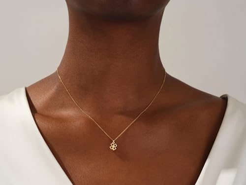 Dainty Gold Necklaces for Women Trendy Non Tarnish 14K Gold Plated Cubic Zirconia Necklace Layered Simple Cute Four Leaf Clover Choker Jewelry Birthday Gifts - color: Gold, style: Middle Empty