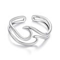 MUNDELL 925 Sterling Silver Simple Multi-layer Leaf Adjustable Ring Green Lucky Leaves Statement Ring for Women Promise Ring Fine Jewelry - color: White Silver
