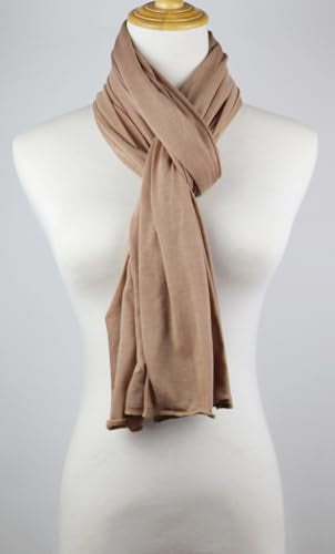 vabovin Head Wraps for Black Women Stretch Jersey Knit Turban Headwrap Solid Color Headscarf Headband Shawl - color: 27- Beige Brown