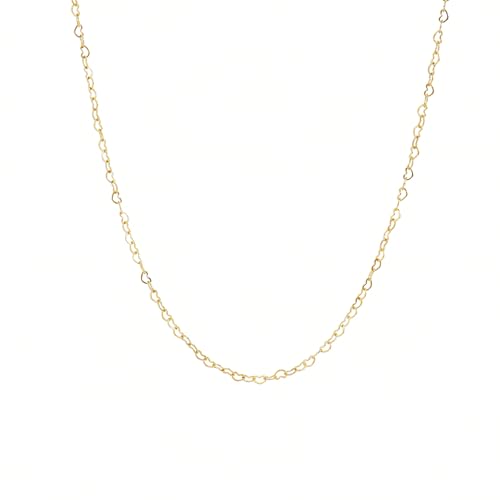NONAMOIS Gold Chain Necklace for Women Dainty 18K Gold Plated Thin Satellite Beaded Turquoise Necklace Simple Layered Boho Jewelry Christmas Gifts - color: Heart Chain-Gold