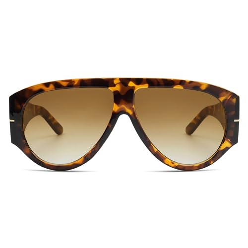 Oversized Retro Aviator Sunglasses Womens Mens 70s Classic Vintage Sun Glasses AR82227 - color: Deep Tortoise/Brown Us