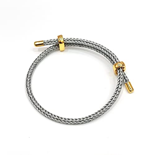 Caiyao Unisex Steel Rope Bracelet Couple Bracelet Simplicity Fashion Titanium Buckle Adjustable Wire Rope Bracelet for Women Men Jewelry Gift - color: silver gray