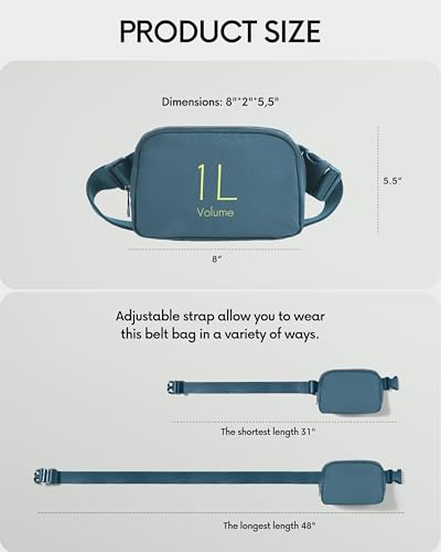 ODODOS Unisex Mini Belt Bag with Adjustable Strap Small Fanny Pack for Workout Running Traveling Hiking, Blue - color: Blue