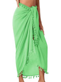 QIANXIZHAN Women's Swimsuit Cover Up,Beach Sarong Wrap Bottom Coverup for Women Short Skirt - color: Tassels Fruitgreen