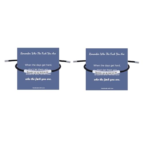 LINY Inspirational Gifts for Women Men, Dont Let The Hard Days Win Gifts, Motivational Inspirational Tube Bracelets Friendship Birthday Meaningful Gift for Friends Female - color: 2Pcs Remember Who-Tube Black+Silver