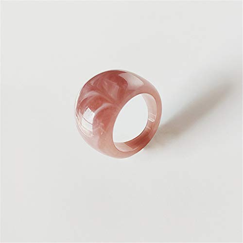 Set Resin Colorful Wide Thick Dome Knuckle Finger Stackable Joint Ring Retro Acrylic Transparent Vintage Jewelry Party Elegant Handmade Gift Diameter 18mm Stylish Bold - color: 6pcs-2