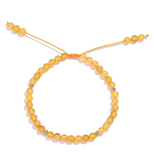 Softones 6mm Natural Stone Anklet for Women Gemstone Ankle Bracelets for Women Healing Energy Crystal Anklets Adjustable(8.5-10 Inches) - color: Yellow agate
