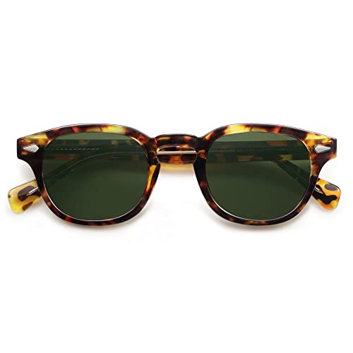 SOJOS Retro Small Round Sunglasses for Men Women Trendy Circle Style UV400 Lenses Unisex Sun Glasses SJ2251 - color: Tortoise/Dark Green