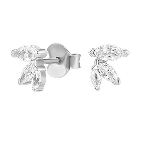 PAVOI 14K Gold Plated Dainty Stud Earrings for Women - 925 Sterling Silver Posts Earrings with Cubic Zirconia - Celestial Lightning Bolt, Moon, Star, and Flower Gold Jewelry Gifts - style: Constellation