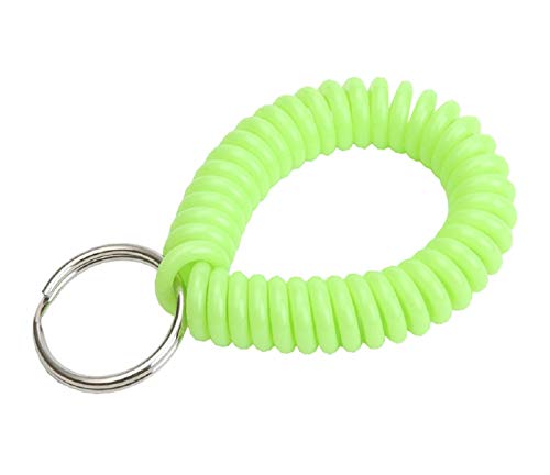 Lucky Line 2” Spiral Wrist Coil with Steel Key Ring, Flexible Wrist Band Key Chain Bracelet, Stretches to 12”, Neon Green, 1 PK (410461) - color: Green Neon, size: 1 Pack
