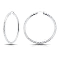 Hoops & Loops 925 Sterling Silver Diamond-Cut Round Hoop Textured 3mm Click-Top Earrings for Women, Slver, Two-Tone 14K Yellow Gold Flash Plate 15/20/25/30/35/40/45/50mm Hoops - color: Silver, size: 50mm (2'')