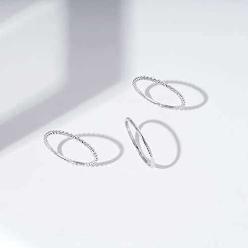 Amazon Essentials 14K Gold or Rhodium Plated Sterling Silver Stacking Ring Set of 3 - color: Rhodium, size: 6