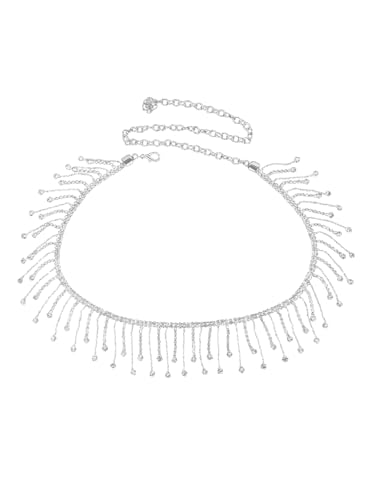 WDIRARA Women's Sparkly Rhinestone Waist Chain Belt Tassel Chain Party Club Waist Accessories - size: Large