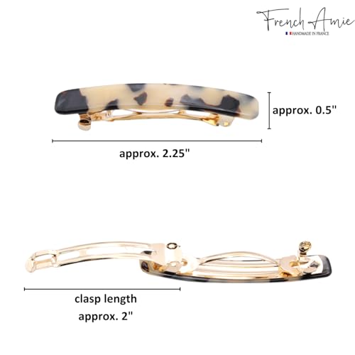 French Amie Small 2 1/4 inch Celluloid Handmade Hair Barrette No Slip Grip Durable Styling Women Hair Accessories Hair Clip for Girls, Made in France(White Tokyo) - color: White Tokyo